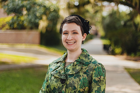 Blaire Koerner, new director of the Center for Music Leadership and Community Engagement, is pictured wearing a green jacket.